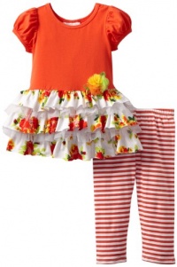 Bonnie Jean Girls 2-6X Mesh Tiered Legging Set, Orange, 2T Bonnie Jean Girls 2-6X Mesh Tiered Legging Set, Orange, 2T