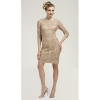 Sue Wong Women Taupe Illusion Bodice Embroidered Cocktail Dress 0-12