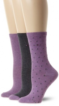 Tommy Hilfiger Women's 3 Pack Pindot Heel And Toe Crew Tommy Hilfiger Women's 3 Pack Pindot Heel And Toe Crew