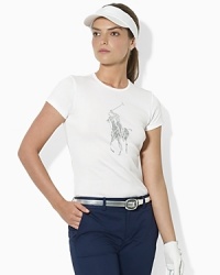 A sleek tee is crafted in soft mercerized cotton and finished with our screened metallic Big Pony at the front for signature style. A sleek tee is crafted in soft mercerized cotton and finished with our screened metallic Big Pony at the front for signature style.
