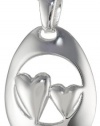 Sterling Silver Sisters Double Heart Pendant Necklace, 18