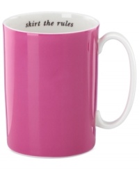 Take advice in your coffee or tea with the Skirt the Rules mug by kate spade new york. A colorful quotation inside and bold pink exterior make it a fabulous keepsake for you or a friend. Take advice in your coffee or tea with the Skirt the Rules mug by kate spade new york. A colorful quotation inside and bold pink exterior make it a fabulous keepsake for you or a friend.