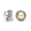 Bling Jewelry Two Tone Pearl Clip On Earrings Braided Bali Style