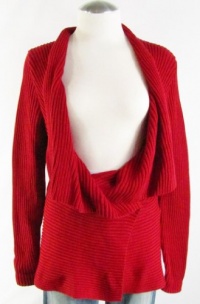 Ralph Lauren Plus Size Heritage Red Ribbed Shawl Collar Cotton Cardigan Sweater