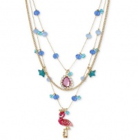 Betsey Johnson Necklace, 16 Antique Gold-Tone Flamingo Illusion Necklace Betsey Johnson Necklace, 16 Antique Gold-Tone Flamingo Illusion Necklace