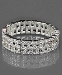 Monet Bracelet, Silver-Tone Wide Rhinestone Stretch Bracelet