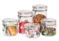 Oggi 5 Piece Acrylic Canister Set with Locking Clamps Oggi 5 Piece Acrylic Canister Set with Locking Clamps