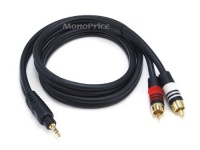 Monoprice 3ft Premium 3.5mm Male Stereo TRS Plug to Two RCA Male Plug Cable - Black Monoprice 3ft Premium 3.5mm Male Stereo TRS Plug to Two RCA Male Plug Cable - Black