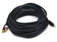 Monoprice 25ft Premium 3.5mm Male Stereo TRS Plug to Two RCA Male Plug Cable - Black Monoprice 25ft Premium 3.5mm Male Stereo TRS Plug to Two RCA Male Plug Cable - Black