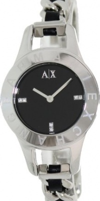 Armani Exchange Women's AX4144 Two-Tone Stainless-Steel Quartz Watch with Black Dial Armani Exchange Women's AX4144 Two-Tone Stainless-Steel Quartz Watch with Black Dial