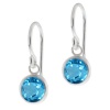 2.00 Ct Round Blue Swiss Topaz .925 Sterling Silver French Wire Earrings 6mm