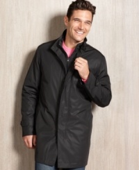 DKNY thinks of everything. Like making this raincoat from a waterproof polyester (with a feel so soft you'd never suspect it's functional too). And putting the buttons under a front placket (so water won't go through buttonholes). Then adding a removable lining (so you can wear this in any weather). DKNY thinks of everything. Like making this raincoat from a waterproof polyester (with a feel so soft you'd never suspect it's functional too). And putting the buttons under a front placket (so water won't go through buttonholes). Then adding a removable lining (so you can wear this in any weather).