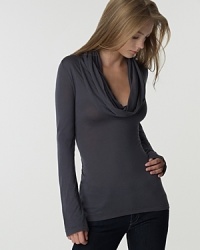 Heighten the drama with modish draping and a sensual bodice-clinging silhouette. Team the super-soft lightweight jersey top with svelte cigarette pants and princely heels for instant Parisian chic. Heighten the drama with modish draping and a sensual bodice-clinging silhouette. Team the super-soft lightweight jersey top with svelte cigarette pants and princely heels for instant Parisian chic.