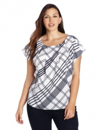 Anne Klein Women's Plaid Print Sleeveless Blouse, White Multi, 2X Anne Klein Women's Plaid Print Sleeveless Blouse, White Multi, 2X