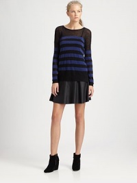 Soft and slouchy in sheer alpaca knit finished with bold colorblock stripes.BoatneckDropped shouldersPullover styleAbout 27 from shoulder to hemAlpacaHand washImportedModel shown is 5'11 (180cm) wearing US size Small.This style runs true to size. We recommend ordering your usual size for a standard fit. Soft and slouchy in sheer alpaca knit finished with bold colorblock stripes.BoatneckDropped shouldersPullover styleAbout 27 from shoulder to hemAlpacaHand washImportedModel shown is 5'11 (180cm) wearing US size Small.This style runs true to size. We recommend ordering your usual size for a standard fit.