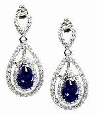 B. Brilliant Double Teardrop Sterling Silver, Cubic Zirconia, and Tanzanite Dangle Earrings B. Brilliant Double Teardrop Sterling Silver, Cubic Zirconia, and Tanzanite Dangle Earrings