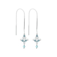 925 Sterling Silver AQUA CHANDELIER ELEGANCE Threader Earrings 925 Sterling Silver AQUA CHANDELIER ELEGANCE Threader Earrings