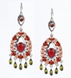 Lucky Brand Earrings, Silver-Tone Red and Pink Faceted Bead Chandelier Earrings