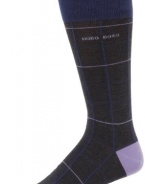 HUGO BOSS Men's Grid Pattern Dress Sock