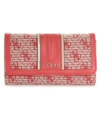 Find your signature style with this everyday essential from GUESS. This slim clutch design has a place for all your necessities from cards to cash. Carry it alone, or in your favorite GUESS purse to keep you organized all day and night long. Find your signature style with this everyday essential from GUESS. This slim clutch design has a place for all your necessities from cards to cash. Carry it alone, or in your favorite GUESS purse to keep you organized all day and night long.
