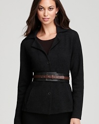 Whittle your waistline in a leather Eileen Fisher belt touting chic color blocking for a curve-contouring finish. Whittle your waistline in a leather Eileen Fisher belt touting chic color blocking for a curve-contouring finish.