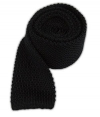 100% Silk Knit Black Skinny Tie 100% Silk Knit Black Skinny Tie