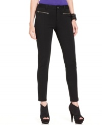 Made of soft knit, these petite skinny pants from DKNY Jeans are ultra-comfy and in basic black, always chic. Made of soft knit, these petite skinny pants from DKNY Jeans are ultra-comfy and in basic black, always chic.