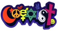 Coexist Hippie, Happy, Peace Sticker with a Funky Shape