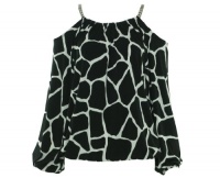 Michael Kors Women's Chain Strap Open Shoulder Shirt Black S Michael Kors Women's Chain Strap Open Shoulder Shirt Black S