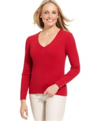 Charter Club Womens Ribbed Knit Sweater - Red Charter Club Womens Ribbed Knit Sweater - Red