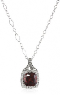 Badgley Mischka Fine Jewelry White and Champagne Diamonds Cushion Cut Garnet Pendant Necklace Badgley Mischka Fine Jewelry White and Champagne Diamonds Cushion Cut Garnet Pendant Necklace
