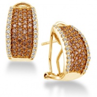 14K Yellow Gold Large Channel Set Round Chocolate Brown and White Diamond Hoop Earrings - (Height = 18mm ; Width = 9mm) - (1.51 cttw) 14K Yellow Gold Large Channel Set Round Chocolate Brown and White Diamond Hoop Earrings - (Height = 18mm ; Width = 9mm) - (1.51 cttw)
