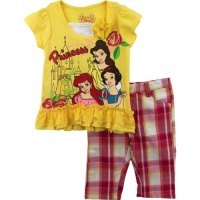 Disney Girls 2-6X Toddler Princess Plaid Pant Set Disney Girls 2-6X Toddler Princess Plaid Pant Set