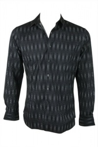 Alfani Mens Slim Fit Printed Button Front Cotton Shirt Alfani Mens Slim Fit Printed Button Front Cotton Shirt
