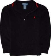 Polo Ralph Lauren Toddler Boys Tipped Half Zip Pullover, Black, 4 Polo Ralph Lauren Toddler Boys Tipped Half Zip Pullover, Black, 4