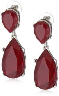 Kenneth Jay Lane Silver and Ruby Teardrop Earrings Kenneth Jay Lane Silver and Ruby Teardrop Earrings