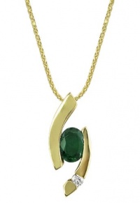 Effy Jewlery 14K Yellow Gold Emerald and Diamond Pendant, .77 TCW