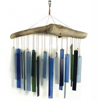 Blue Handworks Beach Glass and Driftwood Wind Chime Blue Handworks Beach Glass and Driftwood Wind Chime