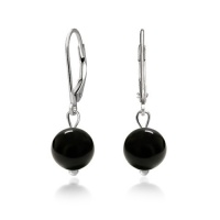 Bling Jewelry Sterling Silver Leverback Genuine Black Onyx Bead Dangle Earrings Bling Jewelry Sterling Silver Leverback Genuine Black Onyx Bead Dangle Earrings