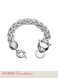 GUESS Women's Silver-Tone Cougar-Closure Link Bracelet, SILVER GUESS Women's Silver-Tone Cougar-Closure Link Bracelet, SILVER