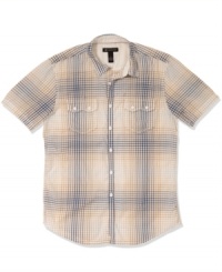 This plaid shirt from INC International Concepts can be paired with almost anything for a great summer look that won't go out of style. This plaid shirt from INC International Concepts can be paired with almost anything for a great summer look that won't go out of style.