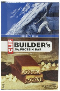 Clif Bar Builder's Bar, Cookies and Cream, 2.4-Ounce Bars, 12 Count Clif Bar Builder's Bar, Cookies and Cream, 2.4-Ounce Bars, 12 Count