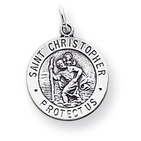 Sterling Silver St. Christopher Medal Charm- 15mm - Made in the USA Sterling Silver St. Christopher Medal Charm- 15mm - Made in the USA