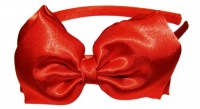 A Girl Company Satin Red Headband with attached Layered Hair Bow A Girl Company Satin Red Headband with attached Layered Hair Bow