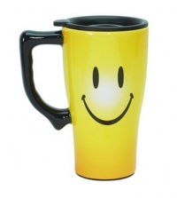Smiley Face Ceramic Travel Mug with Snap-on Lid - Have a Nice Day! Smiley Face Ceramic Travel Mug with Snap-on Lid - Have a Nice Day!
