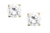 B. Brilliant 18k Gold over Sterling Silver Cubic Zirconia Stud Earrings (1 ct. t.w.)