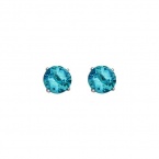 .925 Sterling Silver Rhodium Plated 3mm December Birthstone Round CZ Solitaire Basket Stud Earrings for Baby and Children & Women with Screw-back (Tanzanite, Deep Blue)