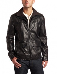 Kenneth Cole Reaction Men's Faux Leather Fleece Collar Kenneth Cole Reaction Men's Faux Leather Fleece Collar