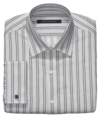 Create long, lean lines with the slimming stripes of this shirt from Sean John.