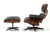 LexMod Eaze Lounge Chair in Black Leather and Palisander Wood
